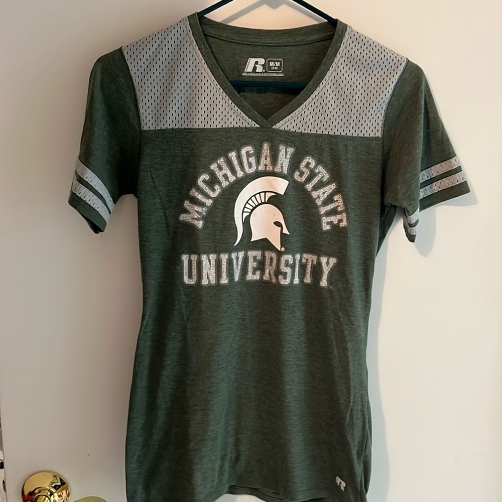 Russell Athletic Green Michigan State University Tee women’s medium fitted